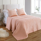 PAOLETTI Brooklands Quilted Bedspread with Linen Edge, Blush 2