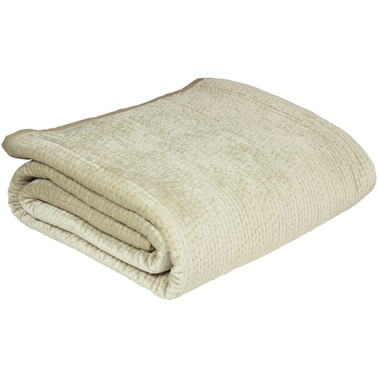 PAOLETTI Brooklands Quilted Bedspread with Linen Edge, Champagne 1