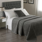 PAOLETTI Brooklands Quilted Bedspread with Linen Edge, Graphite