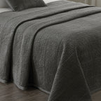 PAOLETTI Brooklands Quilted Bedspread with Linen Edge, Graphite 4