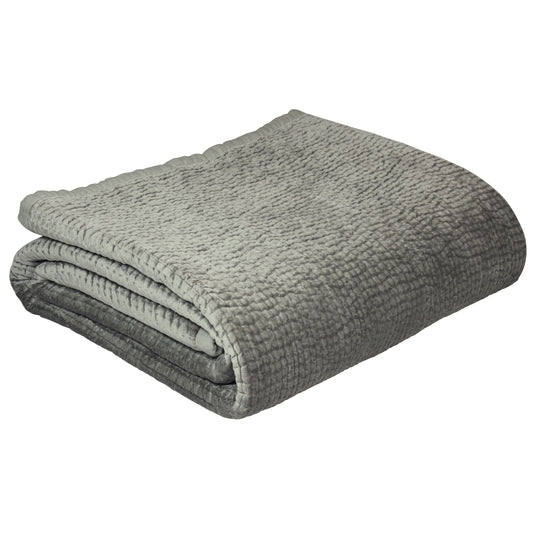 PAOLETTI Brooklands Quilted Bedspread with Linen Edge, Silver 1