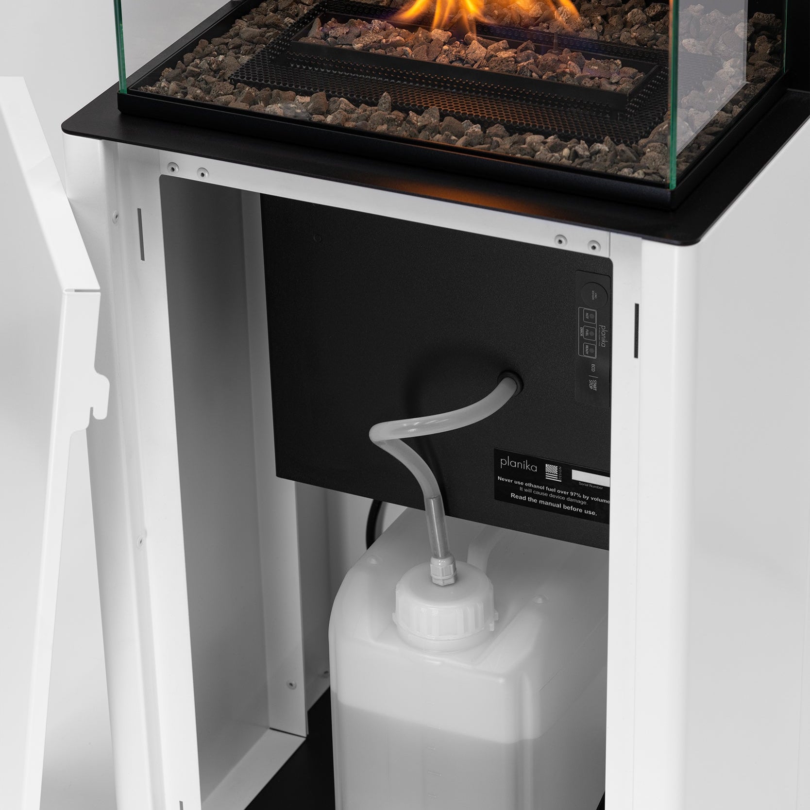 PLANIKA Arcticon | Automatic Bioethanol Net Zero Indoor Fireplace | BEV® Technology | Remote Controlled |White