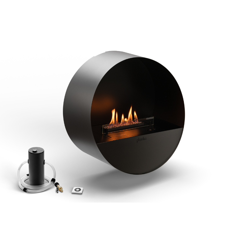 PLANIKA Bubble | Automatic Bioethanol Net Zero Wall & Freestanding Fire | BEV® Technology | Remote Controlled | Black