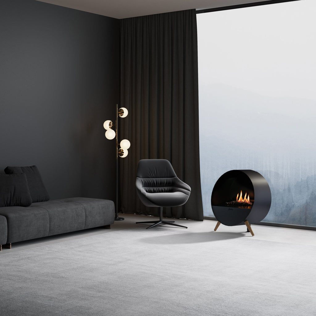 PLANIKA Bubble | Automatic Bioethanol Net Zero Wall & Freestanding Fire | BEV® Technology | Remote Controlled | Black