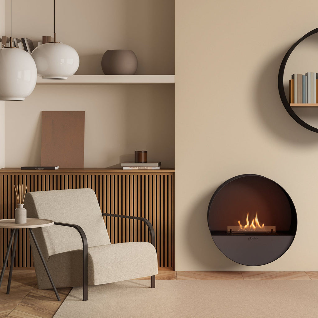 PLANIKA Bubble | Automatic Bioethanol Net Zero Wall & Freestanding Fire | BEV® Technology | Remote Controlled | Black