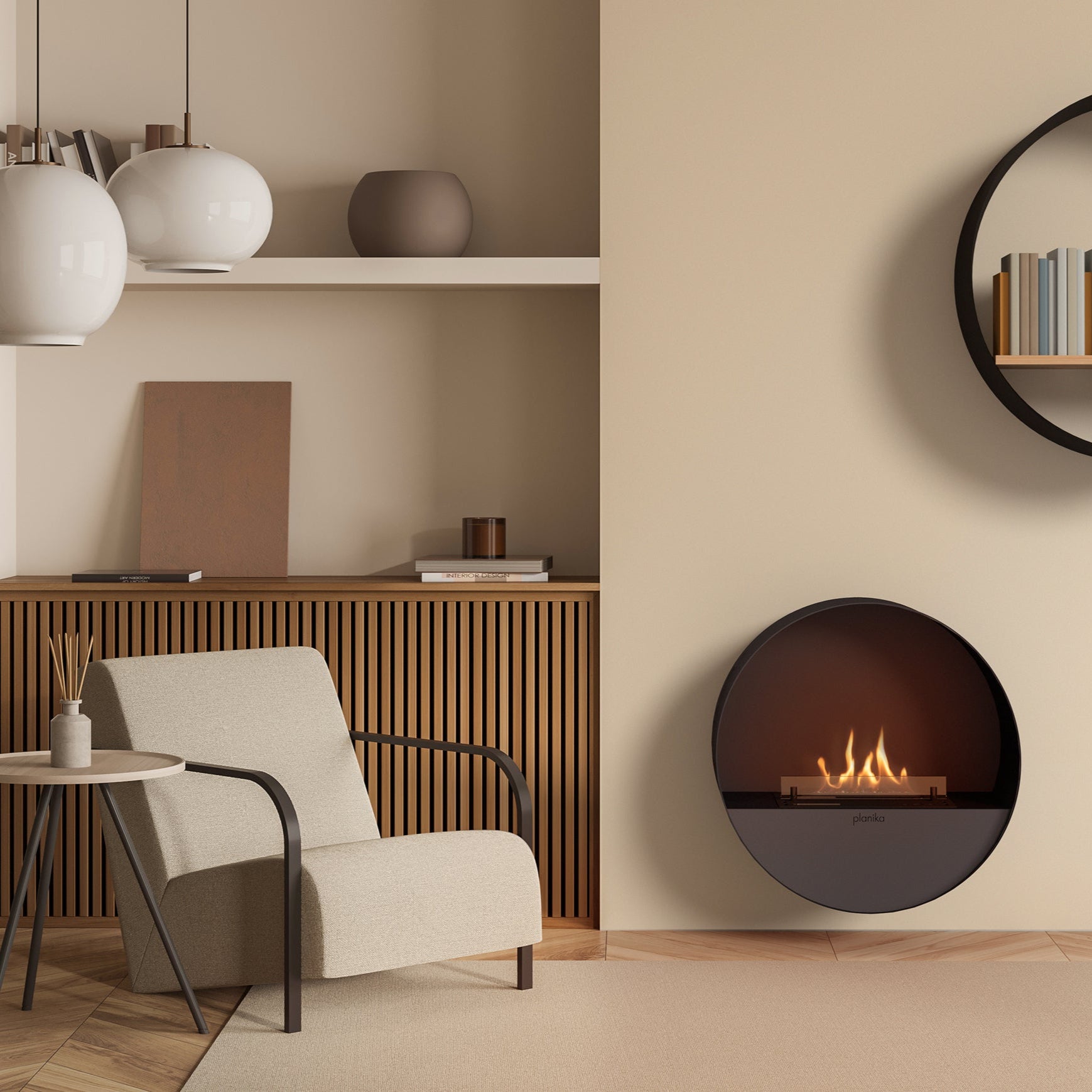 PLANIKA Bubble | Automatic Bioethanol Net Zero Wall & Freestanding Fire | BEV® Technology | Remote Controlled | Black