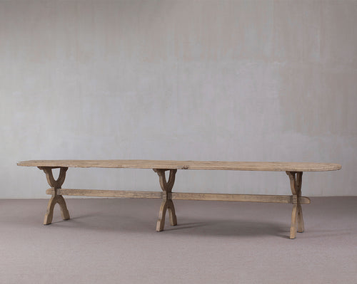 'T LOOIERSHUIS INTERIEURS Extra Large Dining Table in 100% Elm Wood, 13 ft/4 metres, sits 10-12 People