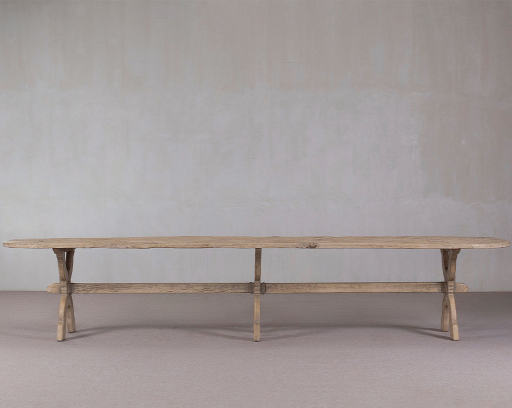 'T LOOIERSHUIS INTERIEURS Extra Large Dining Table in 100% Elm Wood, 13 ft/4 metres, sits 10-12 People