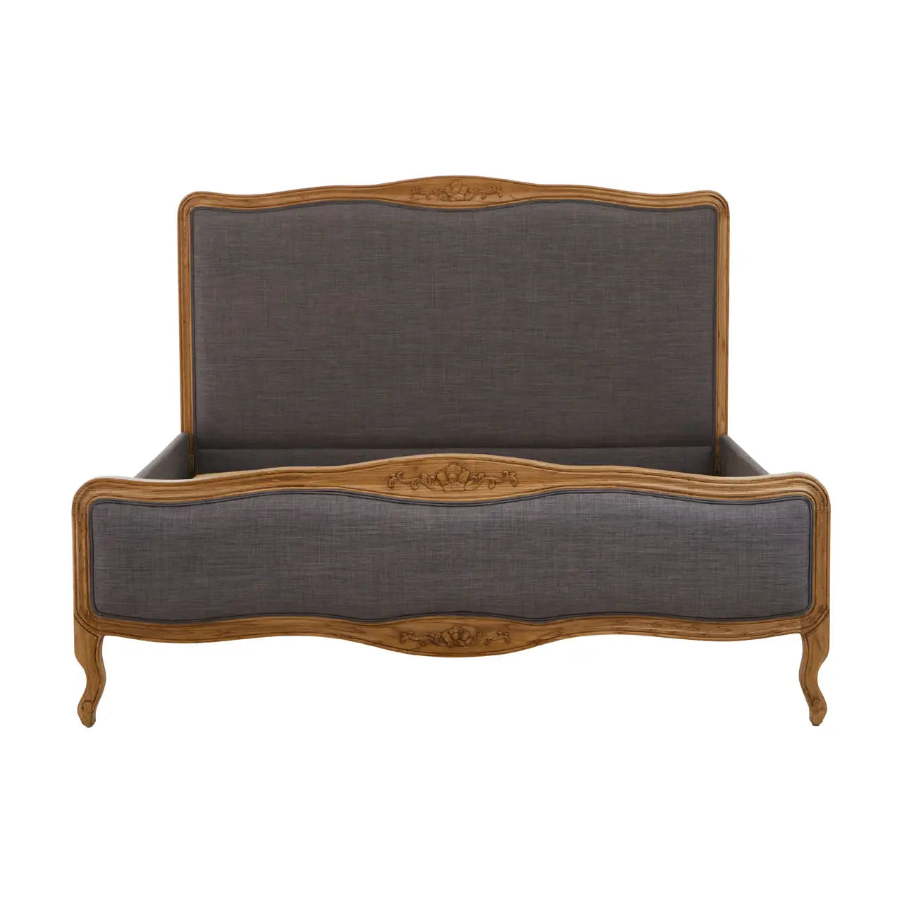 REGINA INTERIORS Louis SUPER KING SIZE Solid Oak Grey Upholstered Bed Frame, Grey