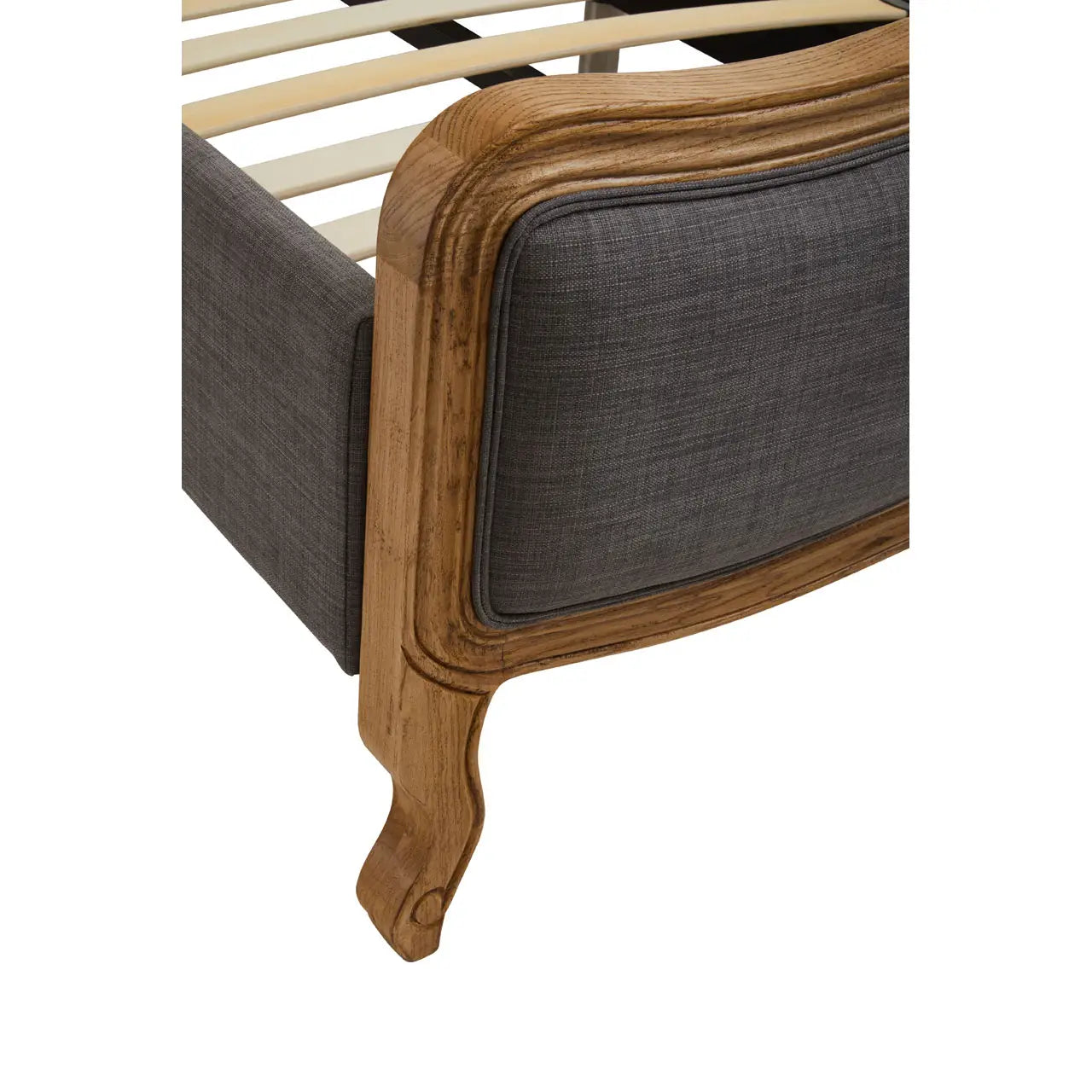 REGINA INTERIORS Louis SUPER KING SIZE Solid Oak Grey Upholstered Bed Frame, Grey