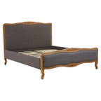 REGINA INTERIORS Louis SUPER KING SIZE Solid Oak Grey Upholstered Bed Frame, Grey