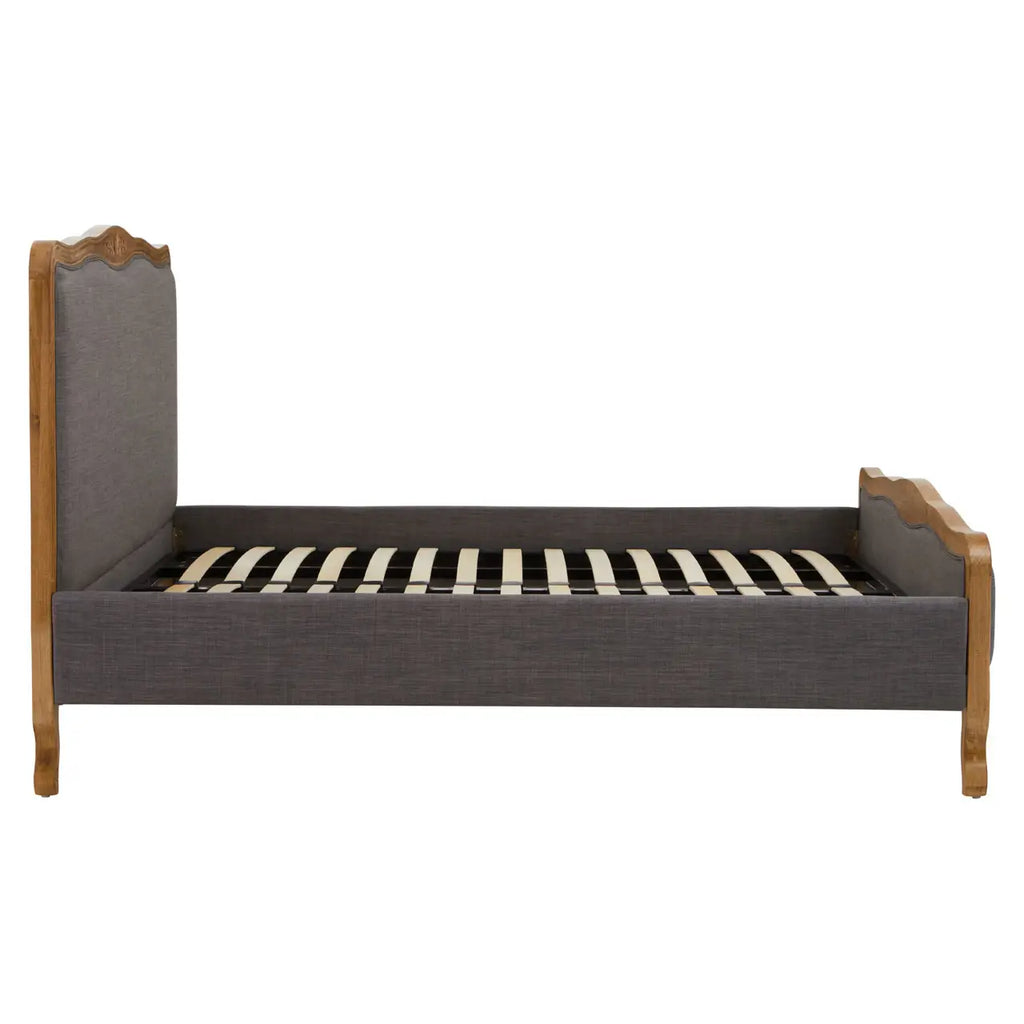 REGINA INTERIORS Louis SUPER KING SIZE Solid Oak Grey Upholstered Bed Frame, Grey