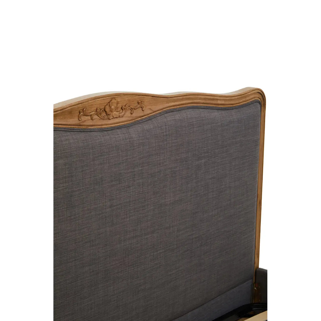 REGINA INTERIORS Louis SUPER KING SIZE Solid Oak Grey Upholstered Bed Frame, Grey