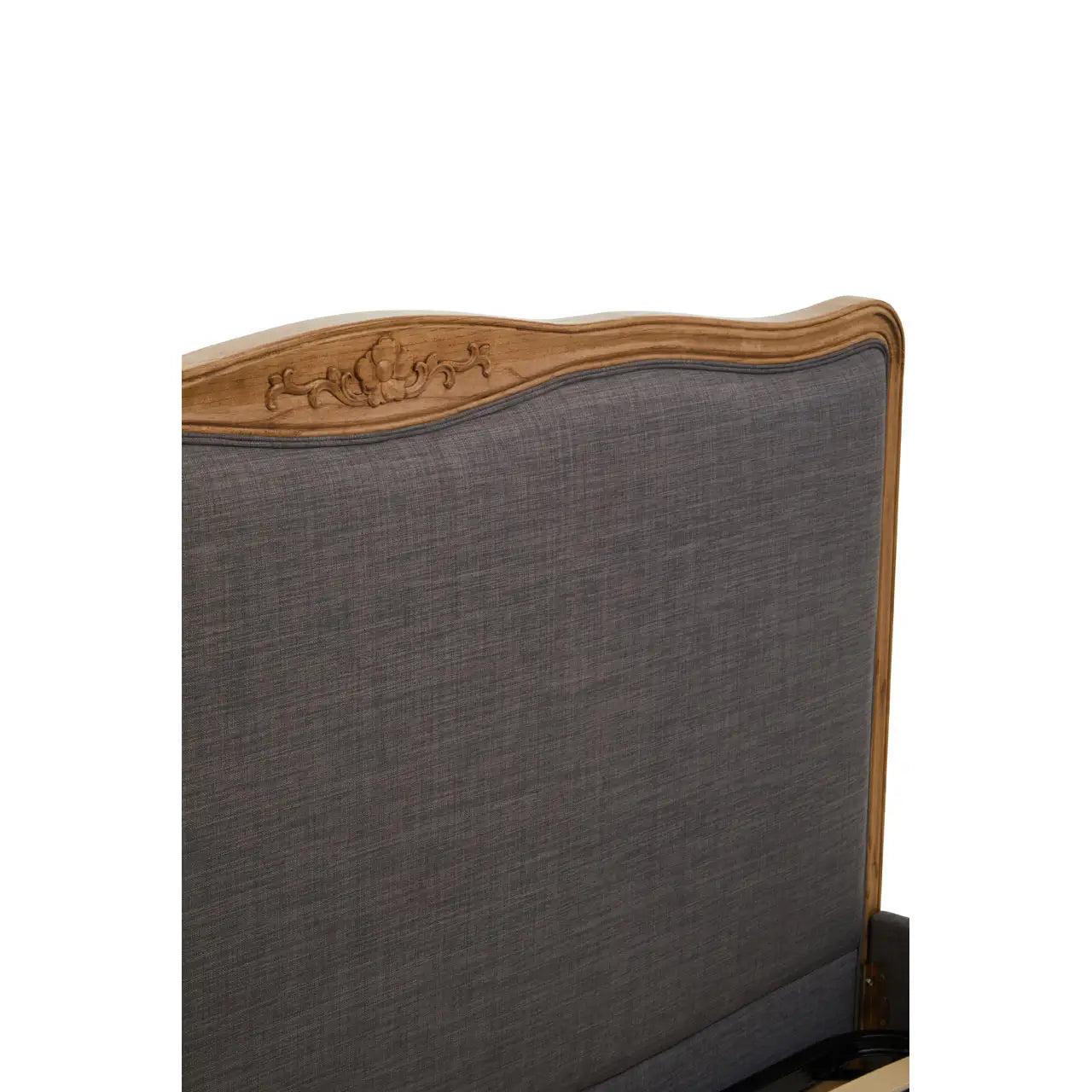 REGINA INTERIORS Louis SUPER KING SIZE Solid Oak Grey Upholstered Bed Frame, Grey