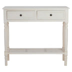 REGINA STUDIO Antoinette Antique White Console Table in Pine Wood and Rattan, 91 x 81 x 33 cm