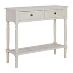 REGINA STUDIO Antoinette Antique White Console Table in Pine Wood and Rattan, 91 x 81 x 33 cm