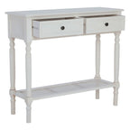 REGINA STUDIO Antoinette Antique White Console Table in Pine Wood and Rattan, 91 x 81 x 33 cm