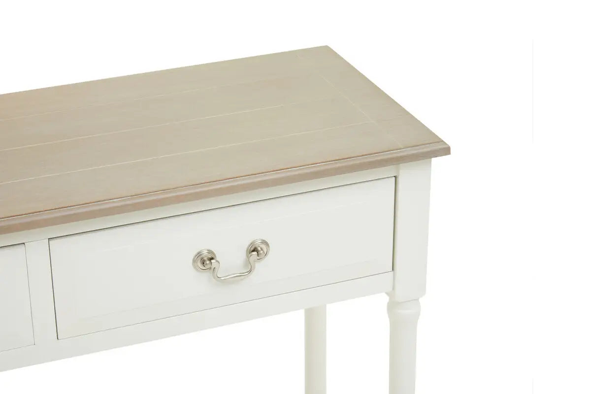 REGINA STUDIO Antoinette Ivory 2-Drawer Console Table in Pine Wood, 91 x 75 x 33 cm