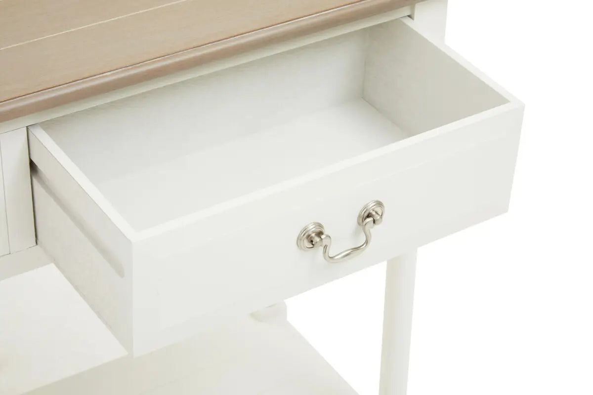 REGINA STUDIO Antoinette Ivory 2-Drawer Console Table in Pine Wood, 91 x 75 x 33 cm