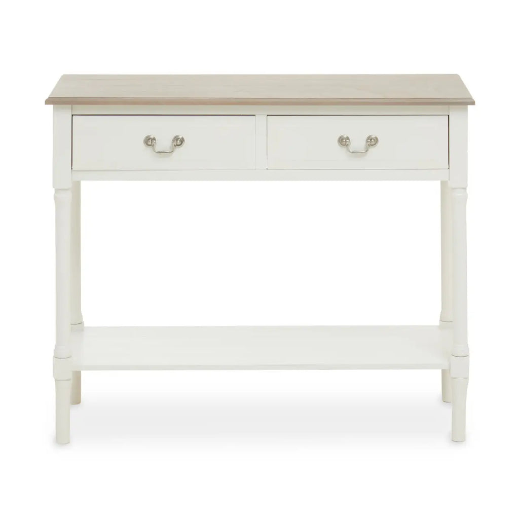 REGINA STUDIO Antoinette Ivory 2-Drawer Console Table in Pine Wood, 91 x 75 x 33 cm