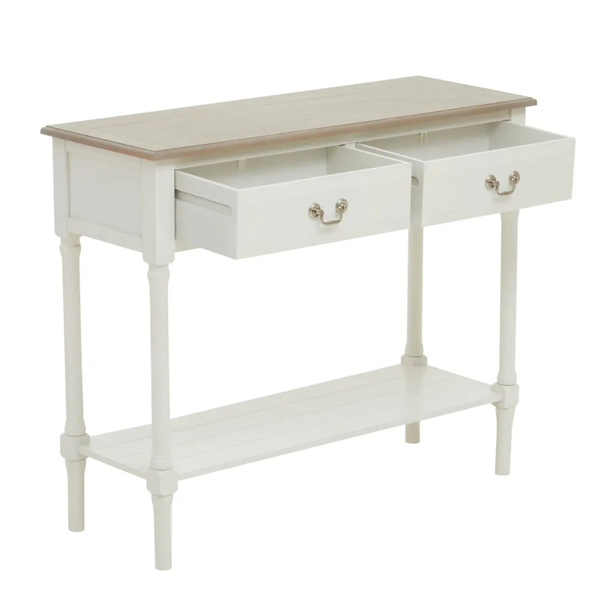 REGINA STUDIO Antoinette Ivory 2-Drawer Console Table in Pine Wood, 91 x 75 x 33 cm