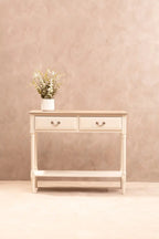 REGINA STUDIO Antoinette Ivory 2-Drawer Console Table in Pine Wood, 91 x 75 x 33 cm