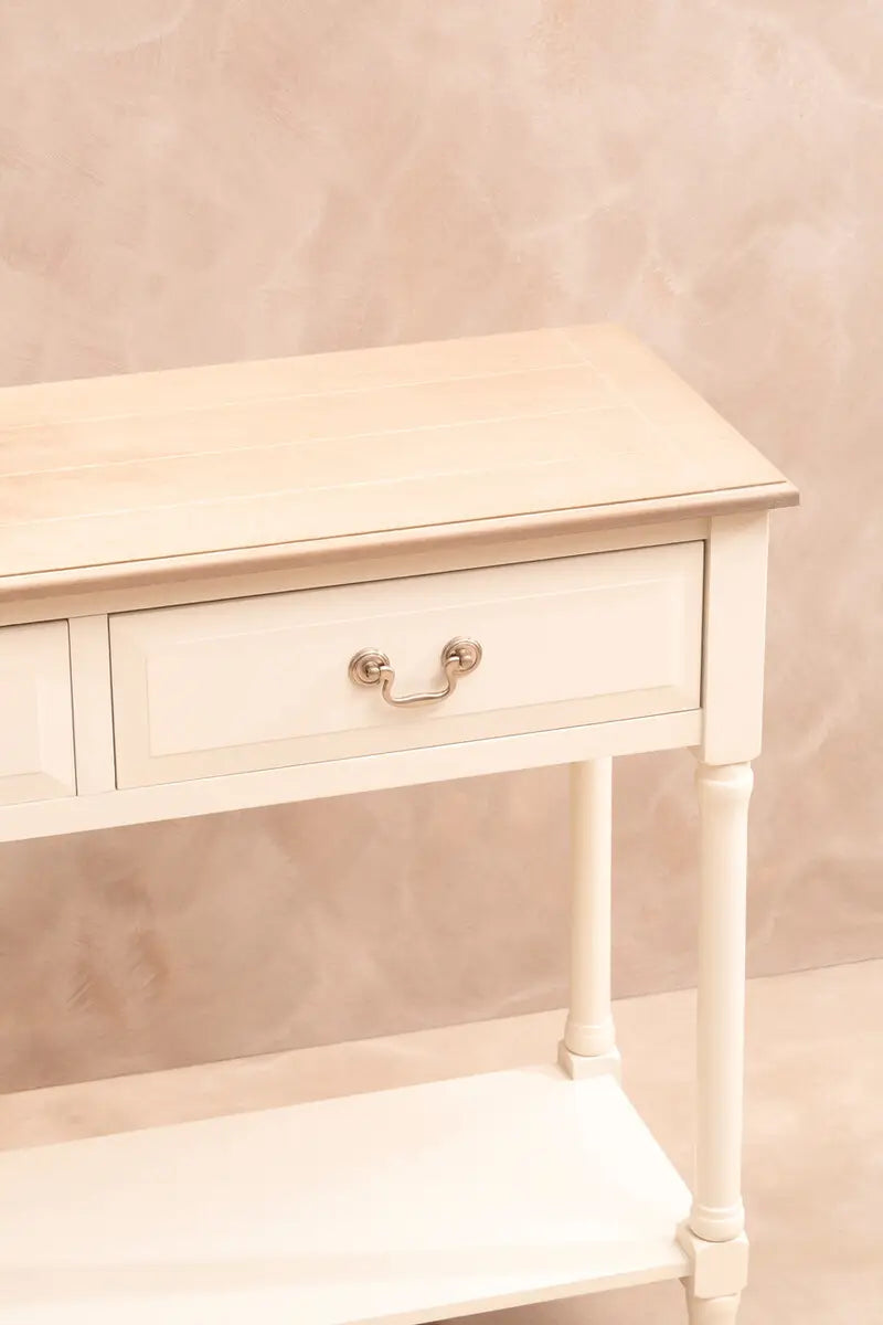 REGINA STUDIO Antoinette Ivory 2-Drawer Console Table in Pine Wood, 91 x 75 x 33 cm