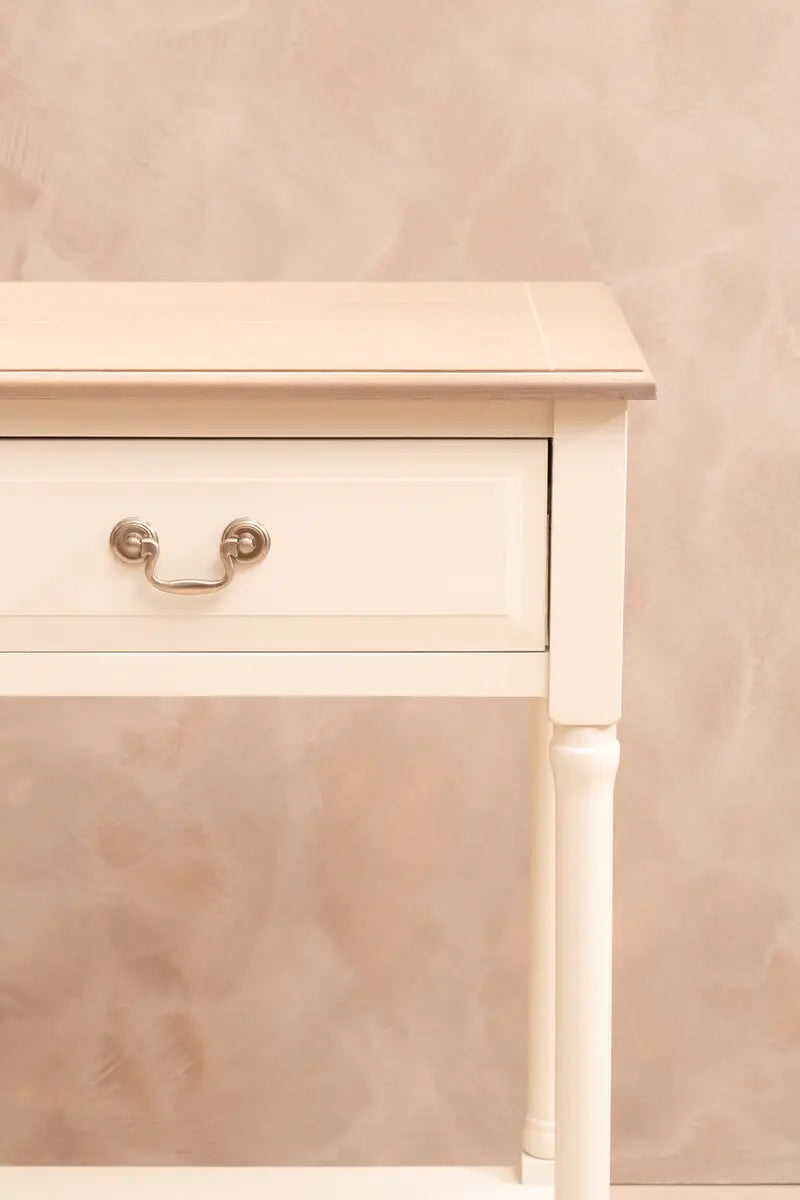 REGINA STUDIO Antoinette Ivory 2-Drawer Console Table in Pine Wood, 91 x 75 x 33 cm