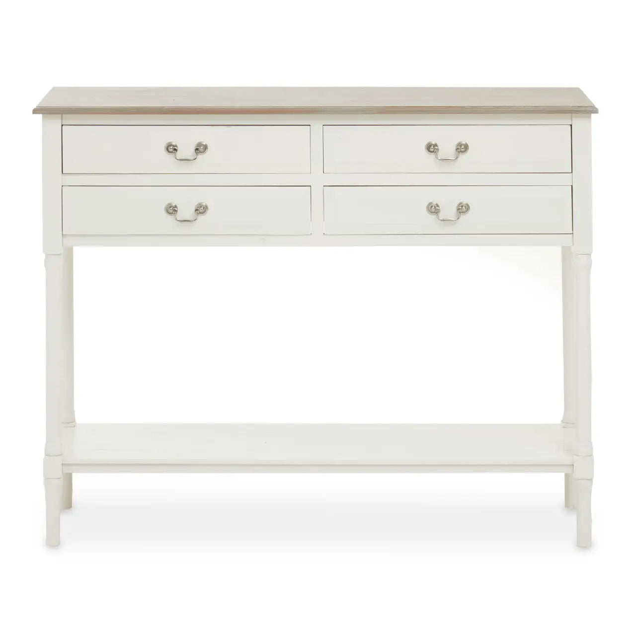 REGINA STUDIO Antoinette Ivory 4-Drawer Console Table in 100% Pine Wood, 113 x 32 x 90 cm