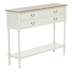 REGINA STUDIO Antoinette Ivory 4-Drawer Console Table in 100% Pine Wood, 113 x 32 x 90 cm