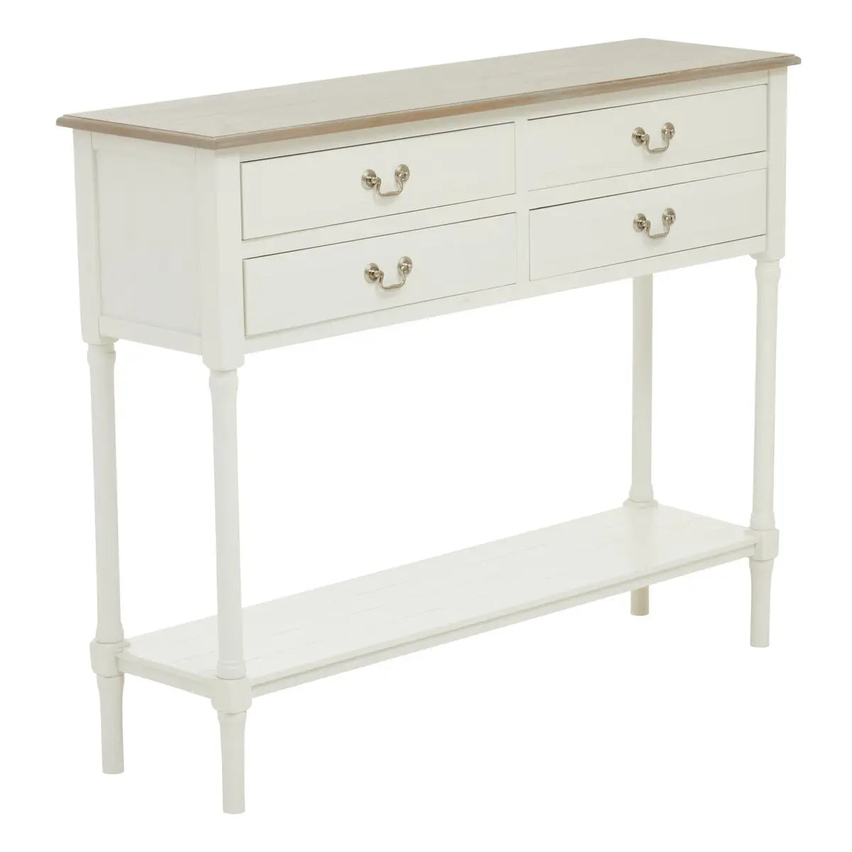 REGINA STUDIO Antoinette Ivory 4-Drawer Console Table in 100% Pine Wood, 113 x 32 x 90 cm