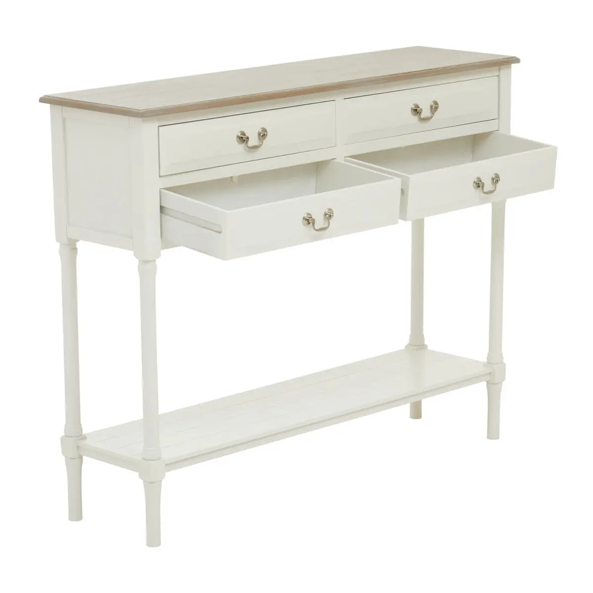 REGINA STUDIO Antoinette Ivory 4-Drawer Console Table in 100% Pine Wood, 113 x 32 x 90 cm