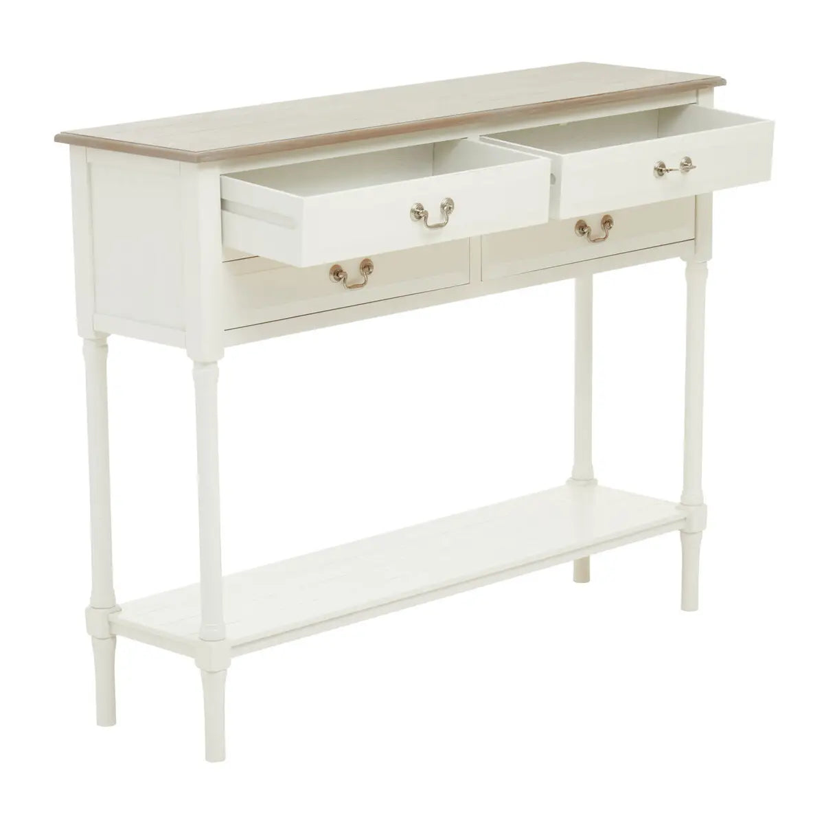 REGINA STUDIO Antoinette Ivory 4-Drawer Console Table in 100% Pine Wood, 113 x 32 x 90 cm