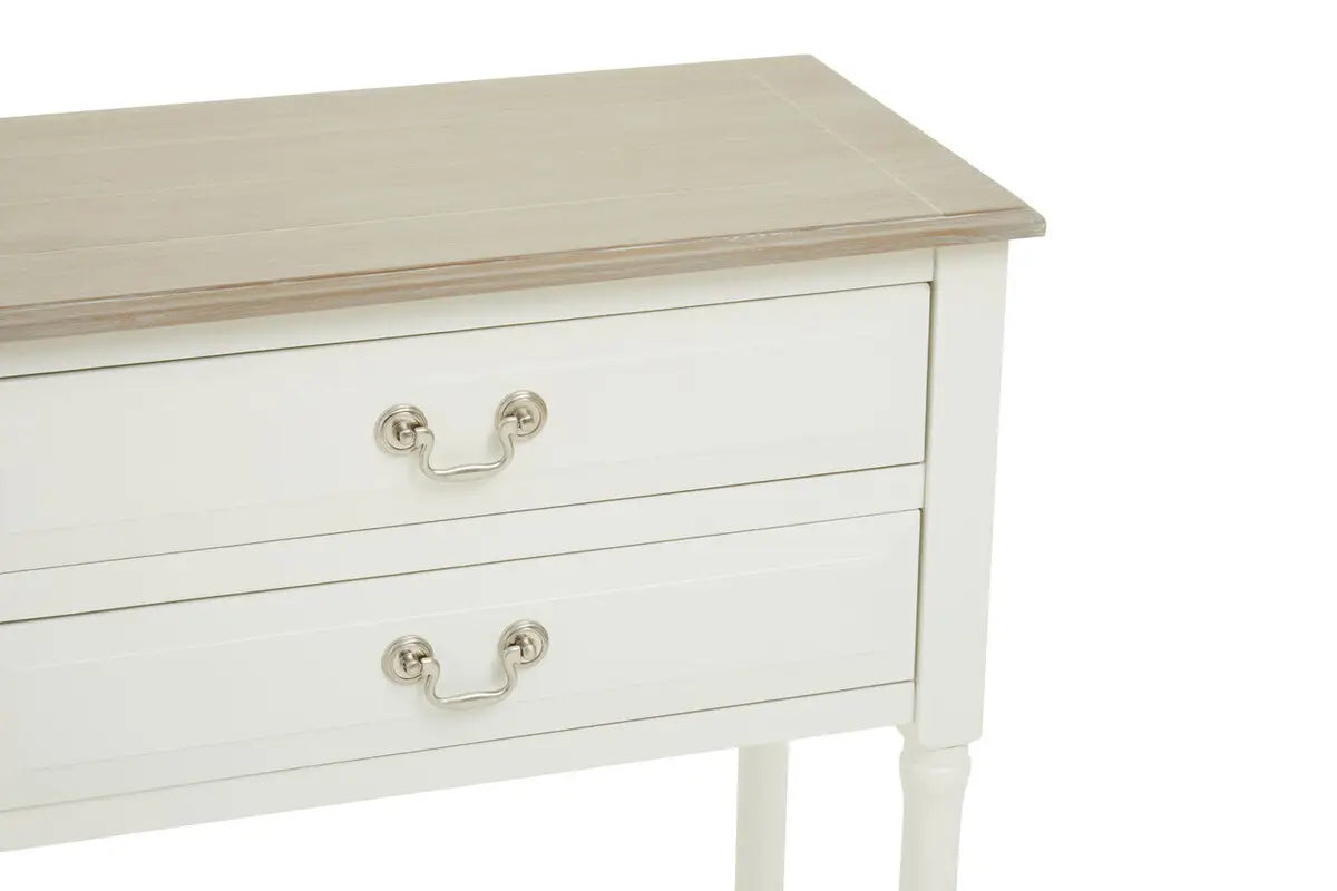 REGINA STUDIO Antoinette Ivory 4-Drawer Console Table in 100% Pine Wood, 113 x 32 x 90 cm