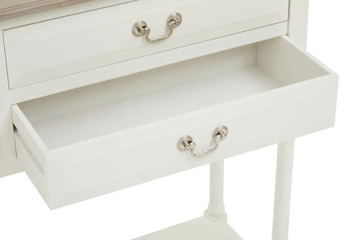 REGINA STUDIO Antoinette Ivory 4-Drawer Console Table in 100% Pine Wood, 113 x 32 x 90 cm