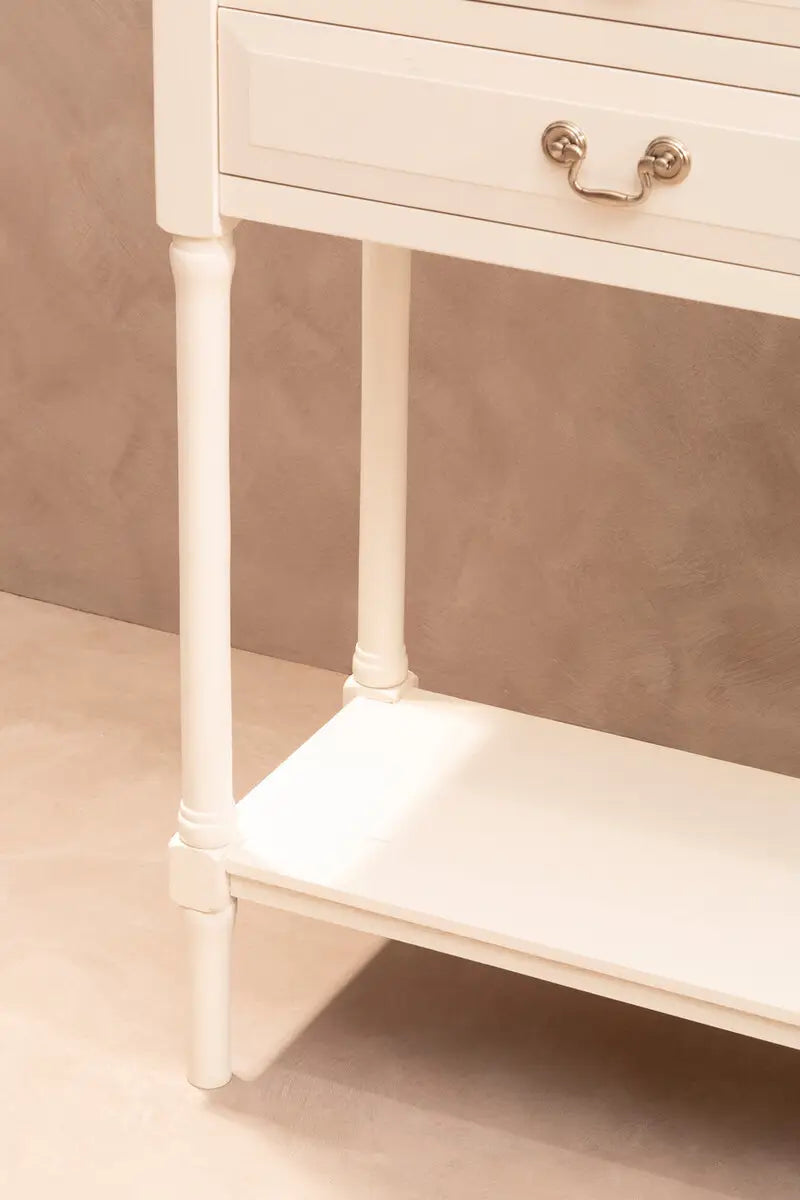 REGINA STUDIO Antoinette Ivory 4-Drawer Console Table in 100% Pine Wood, 113 x 32 x 90 cm