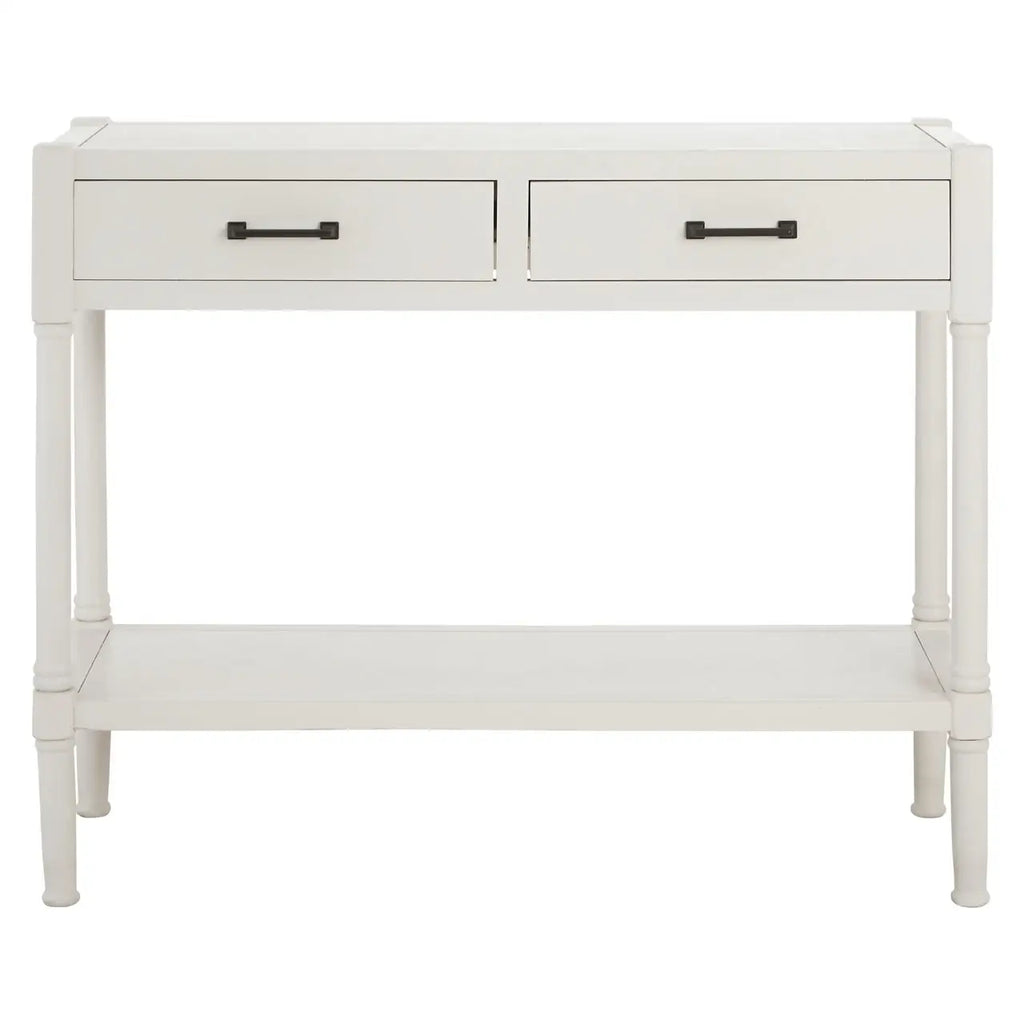 REGINA STUDIO Antoinette Pearl-White 2-Drawer Console Table in Pine Wood, 91 x 75 x 35 cm