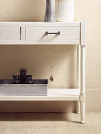 REGINA STUDIO Antoinette Pearl-White 2-Drawer Console Table in Pine Wood, 91 x 75 x 35 cm