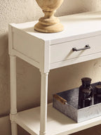 REGINA STUDIO Antoinette Pearl-White 2-Drawer Console Table in Pine Wood, 91 x 75 x 35 cm