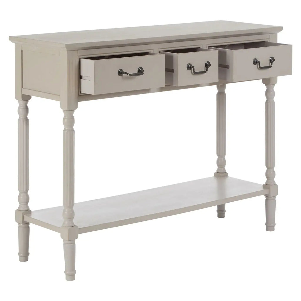 REGINA STUDIO Antoinette Vintage Grey 3-Drawer Console Table in Pine Wood, 106 x 81 x 36 cm