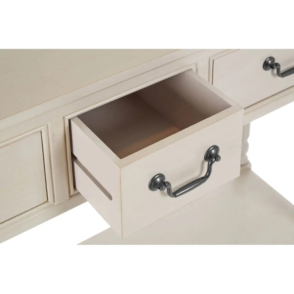 REGINA STUDIO Antoinette Vintage Grey 3-Drawer Console Table in Pine Wood, 106 x 81 x 36 cm