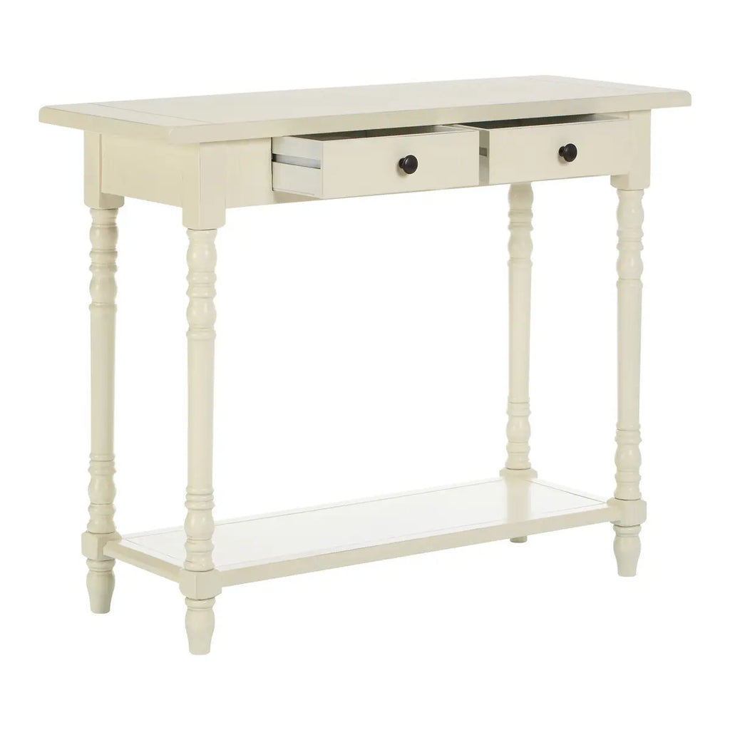 REGINA STUDIO Antoinette White 2-Drawer Console Table in Pine Wood, 91 x 75 x 35 cm