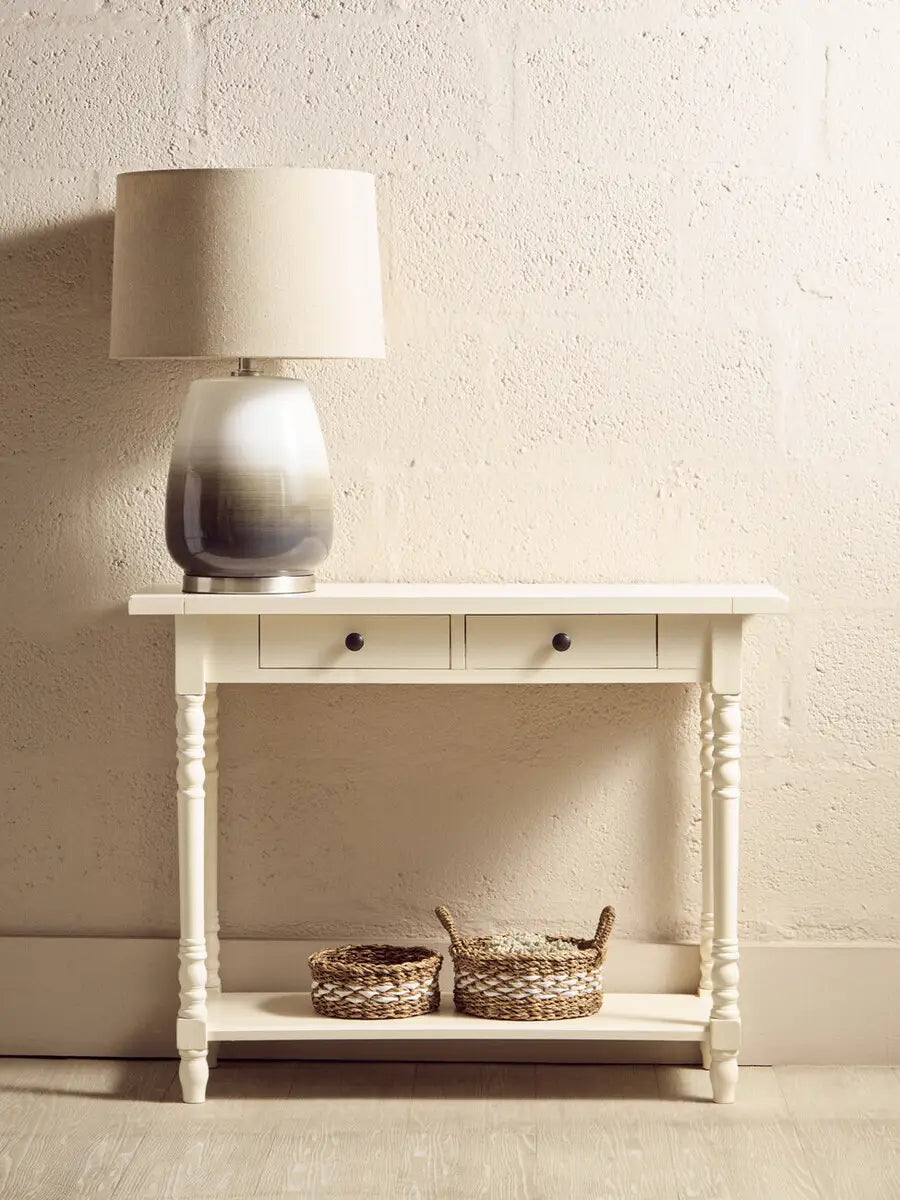REGINA STUDIO Antoinette White 2-Drawer Console Table in Pine Wood, 91 x 75 x 35 cm