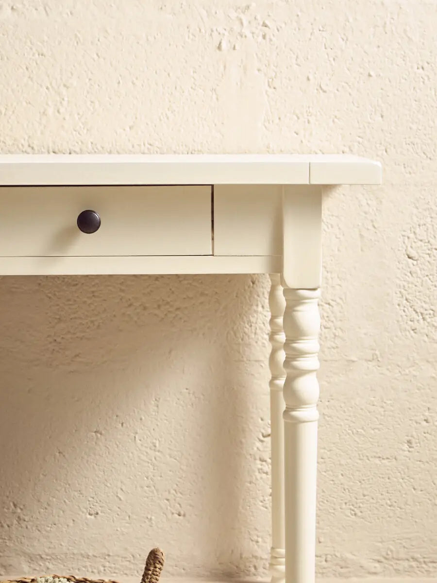 REGINA STUDIO Antoinette White 2-Drawer Console Table in Pine Wood, 91 x 75 x 35 cm