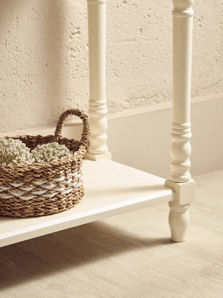 REGINA STUDIO Antoinette White 2-Drawer Console Table in Pine Wood, 91 x 75 x 35 cm