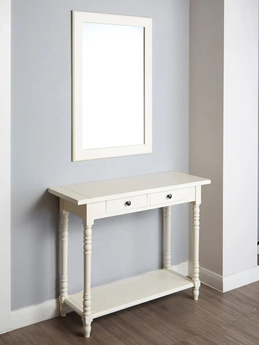REGINA STUDIO Antoinette White 2-Drawer Console Table in Pine Wood, 91 x 75 x 35 cm