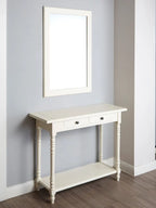 REGINA STUDIO Antoinette White 2-Drawer Console Table in Pine Wood, 91 x 75 x 35 cm
