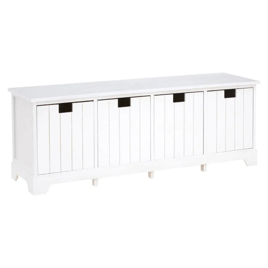 REGINA STUDIO Beach 4-Drawer Paulownia Wood Storage Bench / Blanket Box in White 2