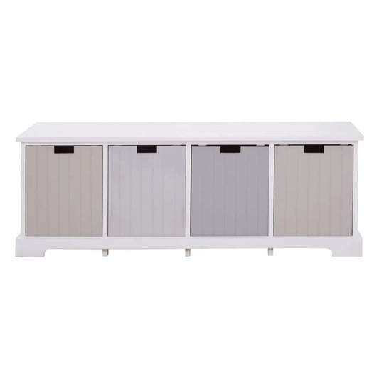 REGINA STUDIO Beach Multicolour 4-Drawer Paulownia Wood Storage Bench / Blanket Box 1