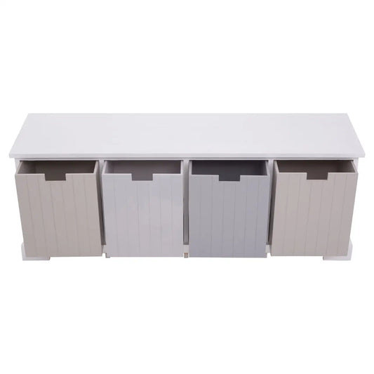 REGINA STUDIO Beach Multicolour 4-Drawer Paulownia Wood Storage Bench / Blanket Box 2